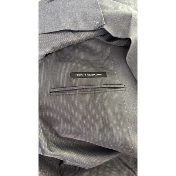 Saks Fifth Avenue Two Button Wool Blend Suit Jacket Blazer Men Size 44L Grey New - Picture 8 of 10